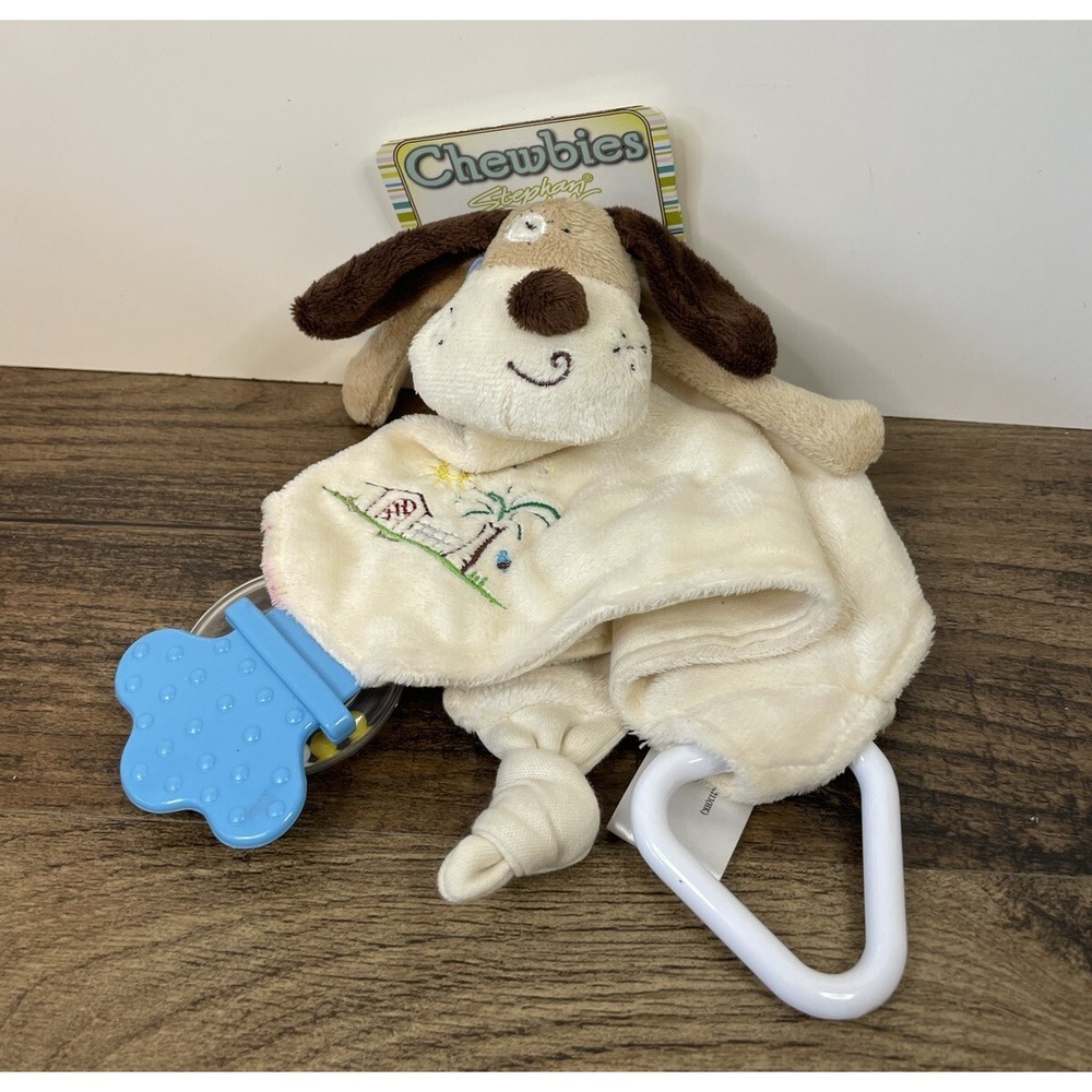 Stephan Baby Chewbies Puppy Dog Teether Rattle Security Blanket Lovey Tags